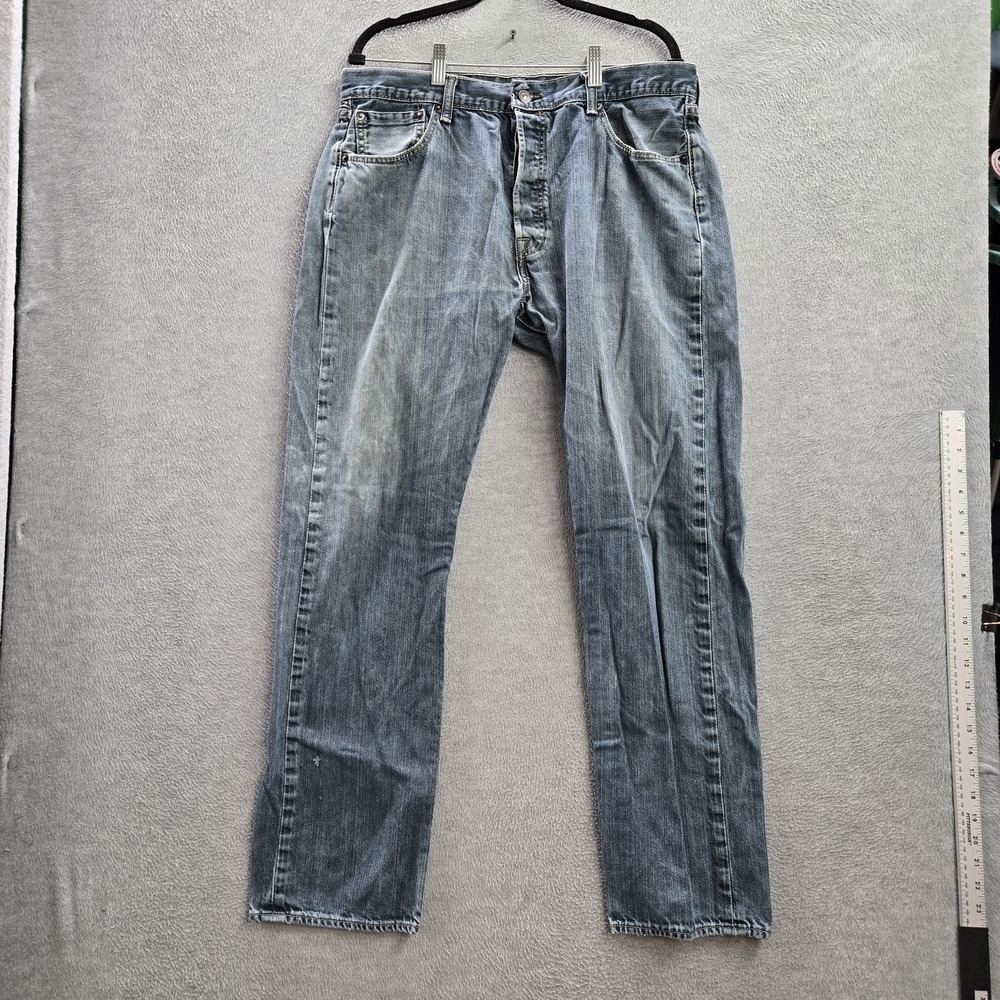 Levi's 501 Men Jeans 36X34 Blue Denim Straight Button Fly 30" Inseam